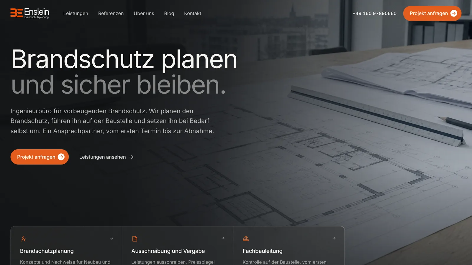 Brandschutz Enslein website, designed and developed by INSYNC