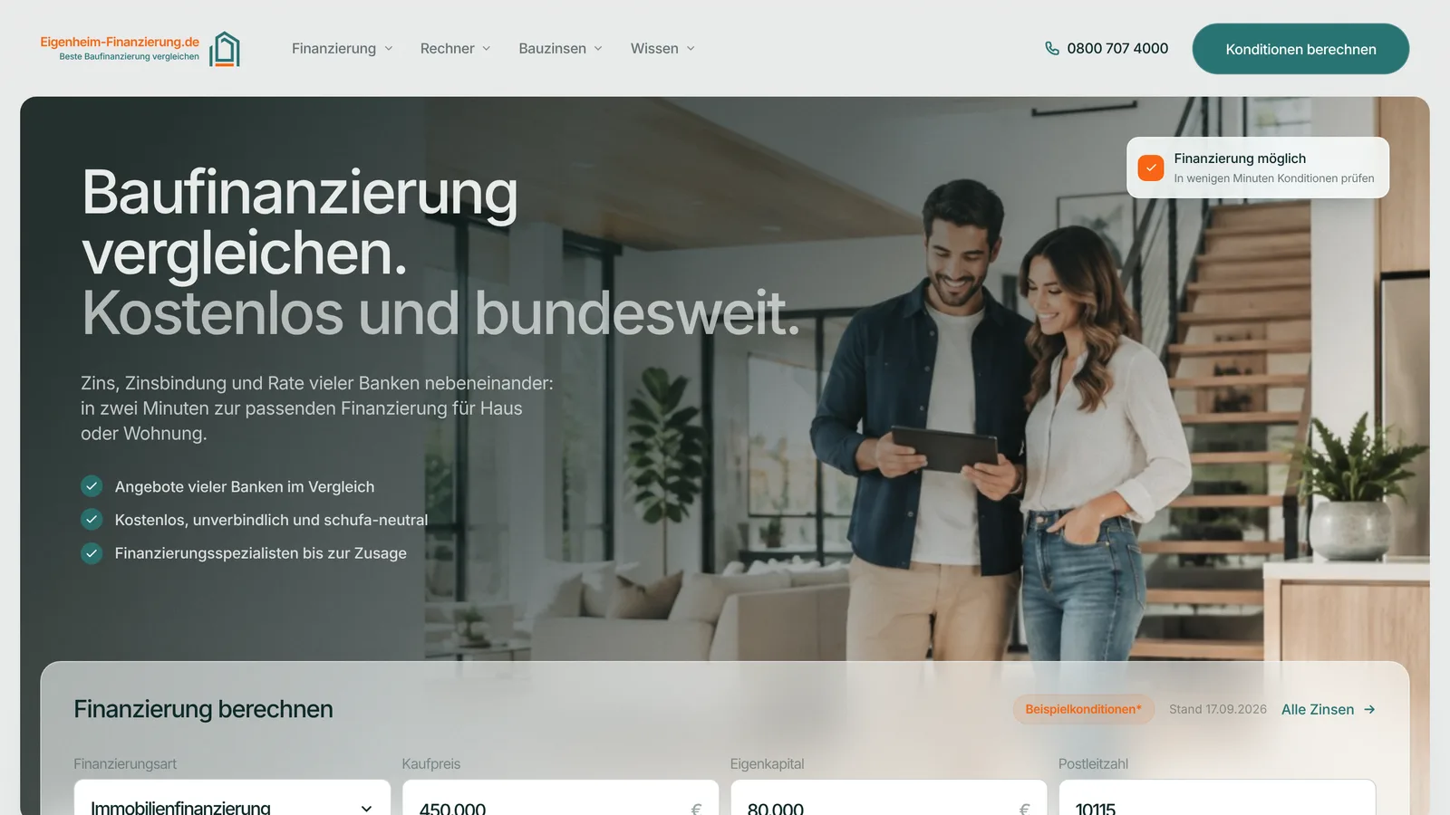 Eigenheim-Finanzierung website, designed and developed by INSYNC