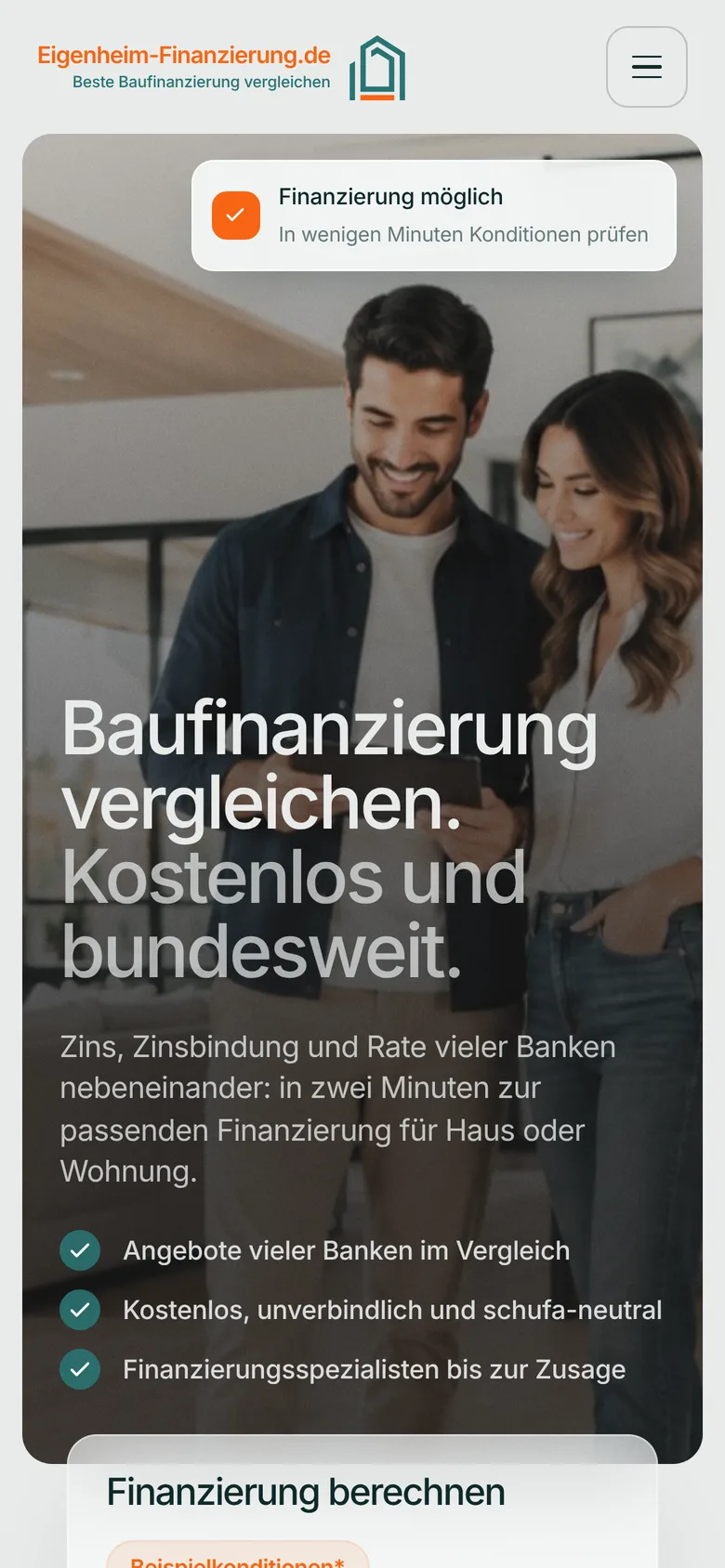 Eigenheim-Finanzierung mobil: Rechner