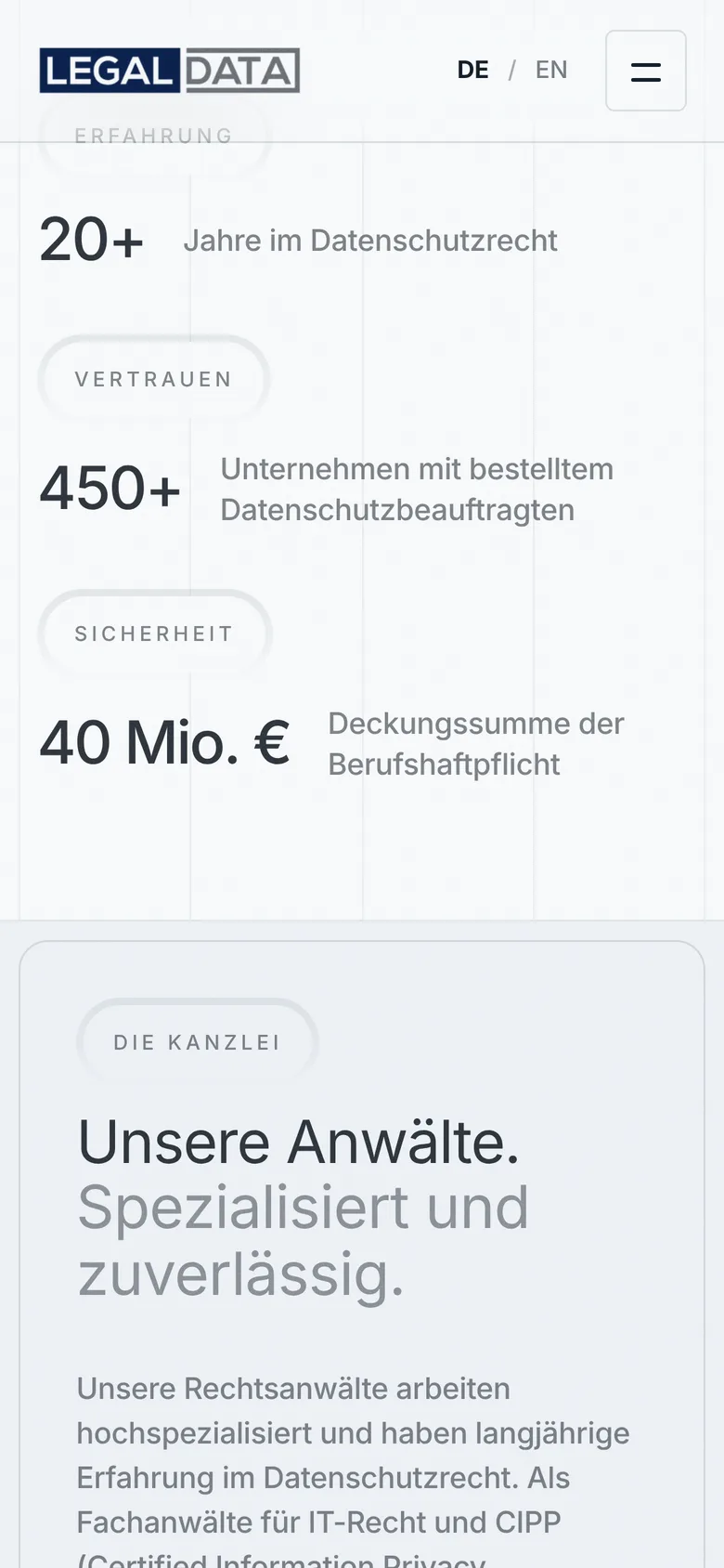 legal data mobil: Kennzahlen