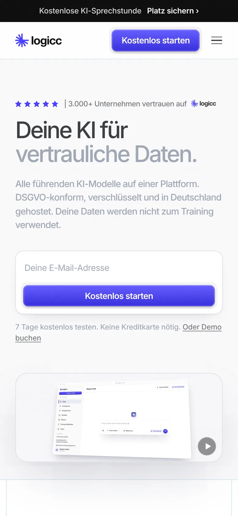 Logicc mobile: home page