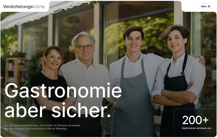 Versicherungsküche website: insurance for the restaurant industry
