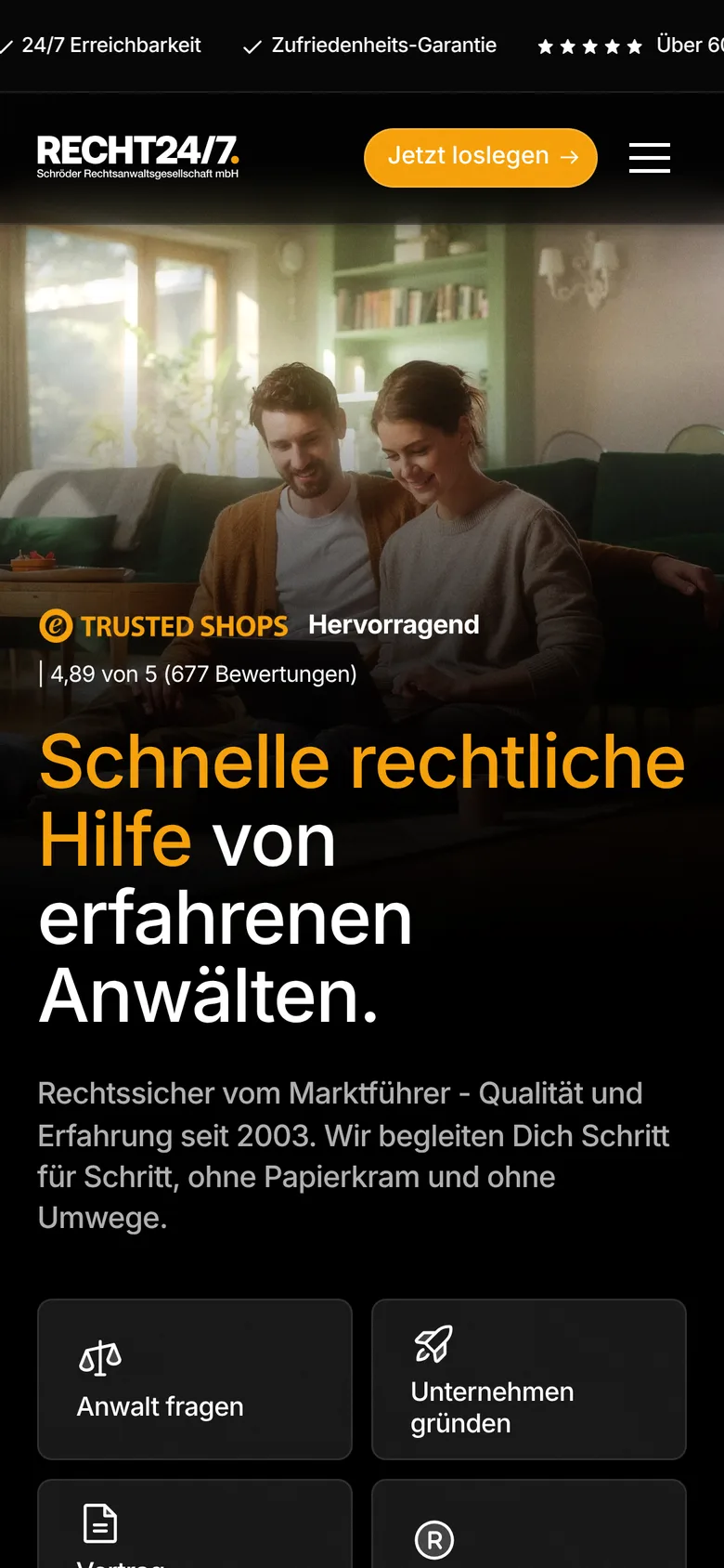 Recht 24/7 mobile: home page