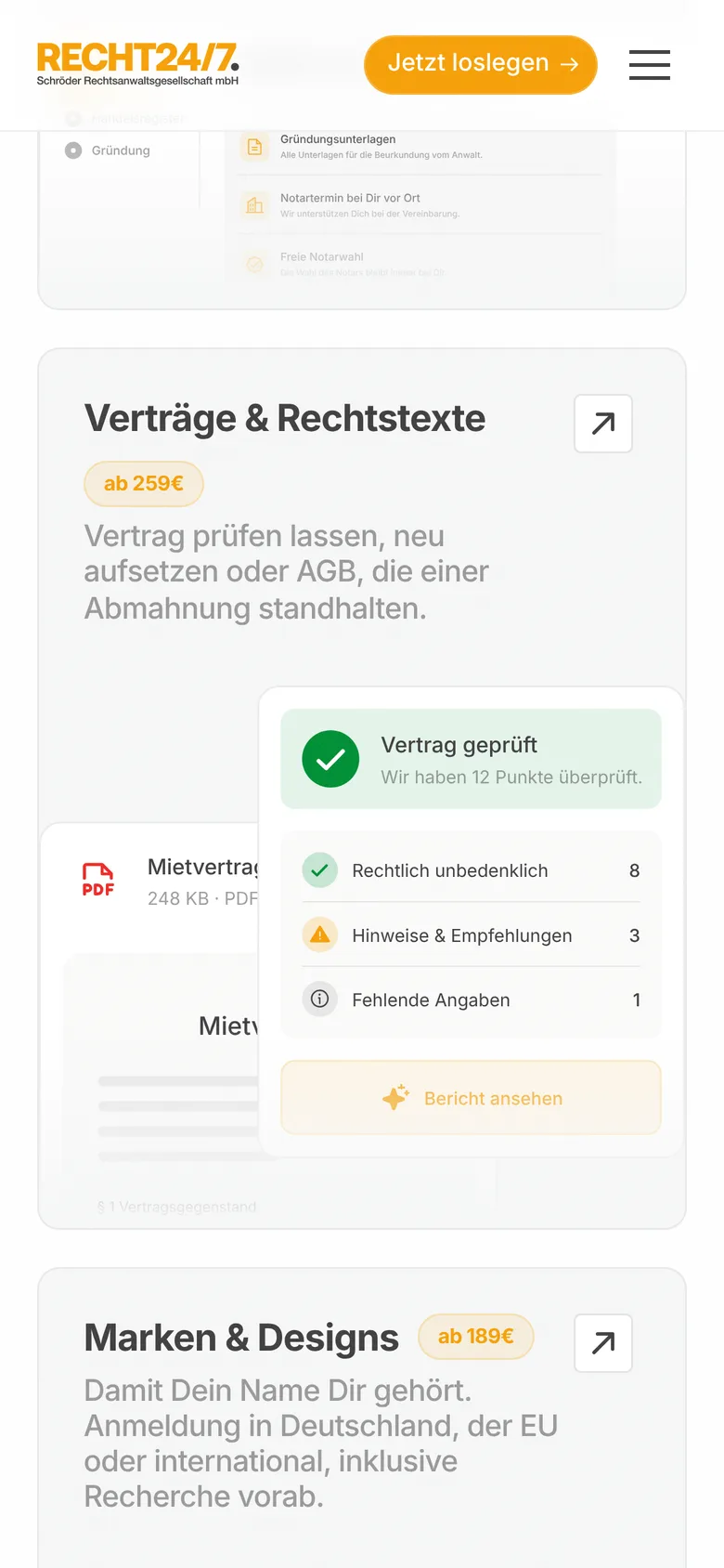 Recht 24/7 mobile: services