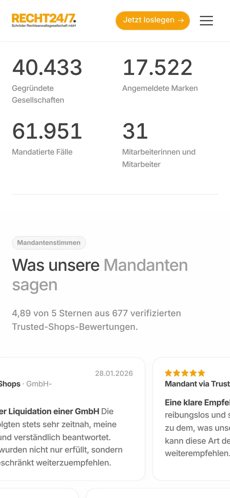 Recht 24/7 mobile: key figures