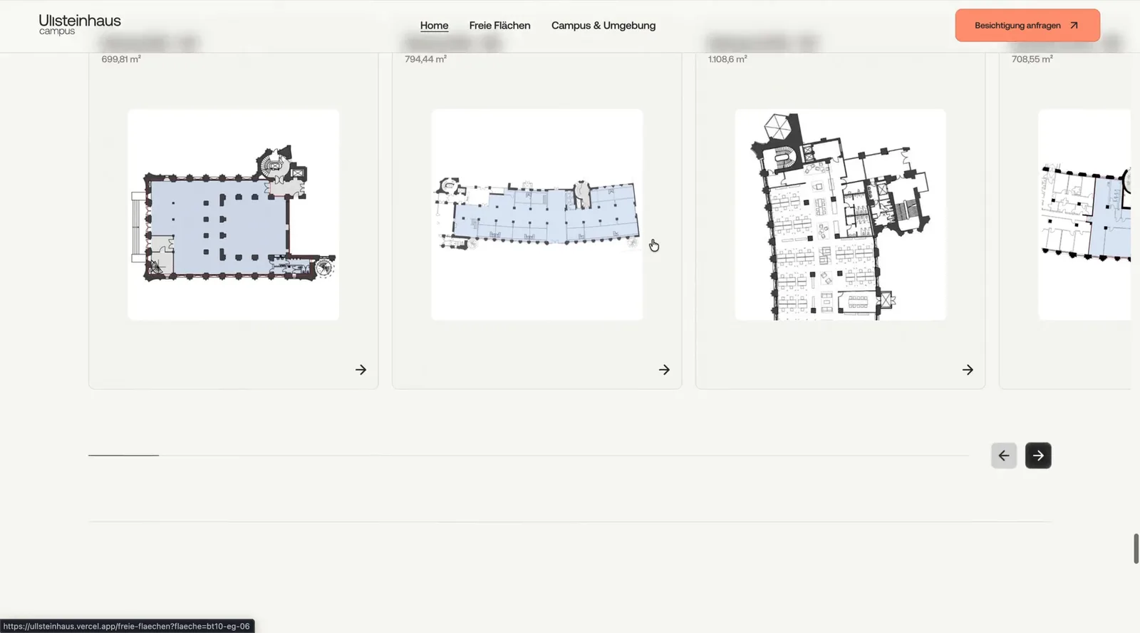 Floor plans of the available spaces
